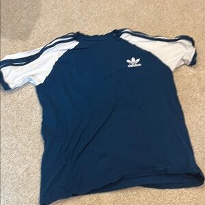 Adidas Navy and White Raglan Tee